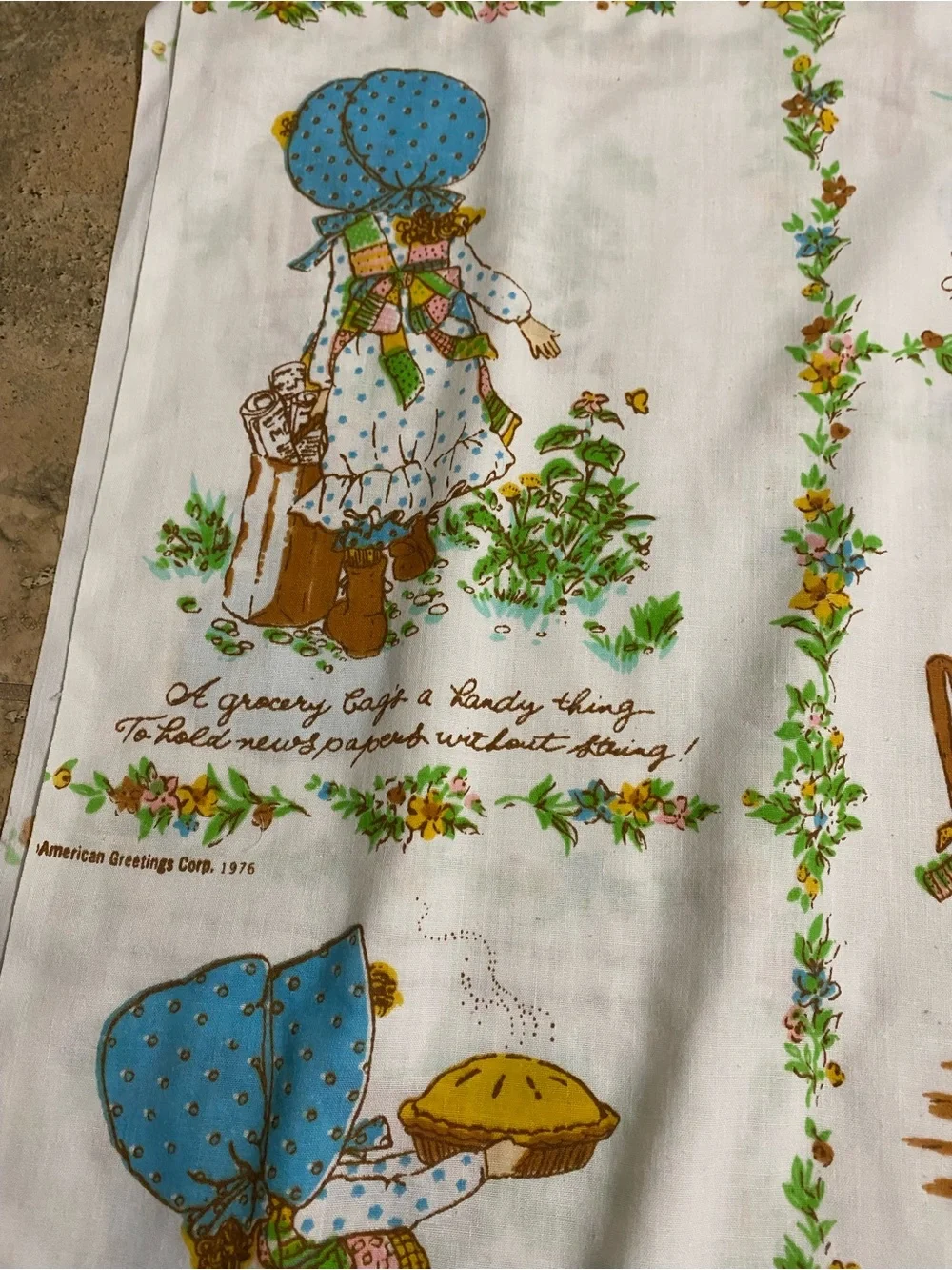 Vintage 1970 Holly Hobbie American Greetings Sunbonnet Girls Twin Flat Sheet